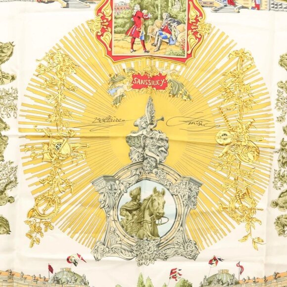 HERMES Carre 90 Scarf ""SANSSOUCY"" Silk Red Auth hk2695 - Picture 6 of 14